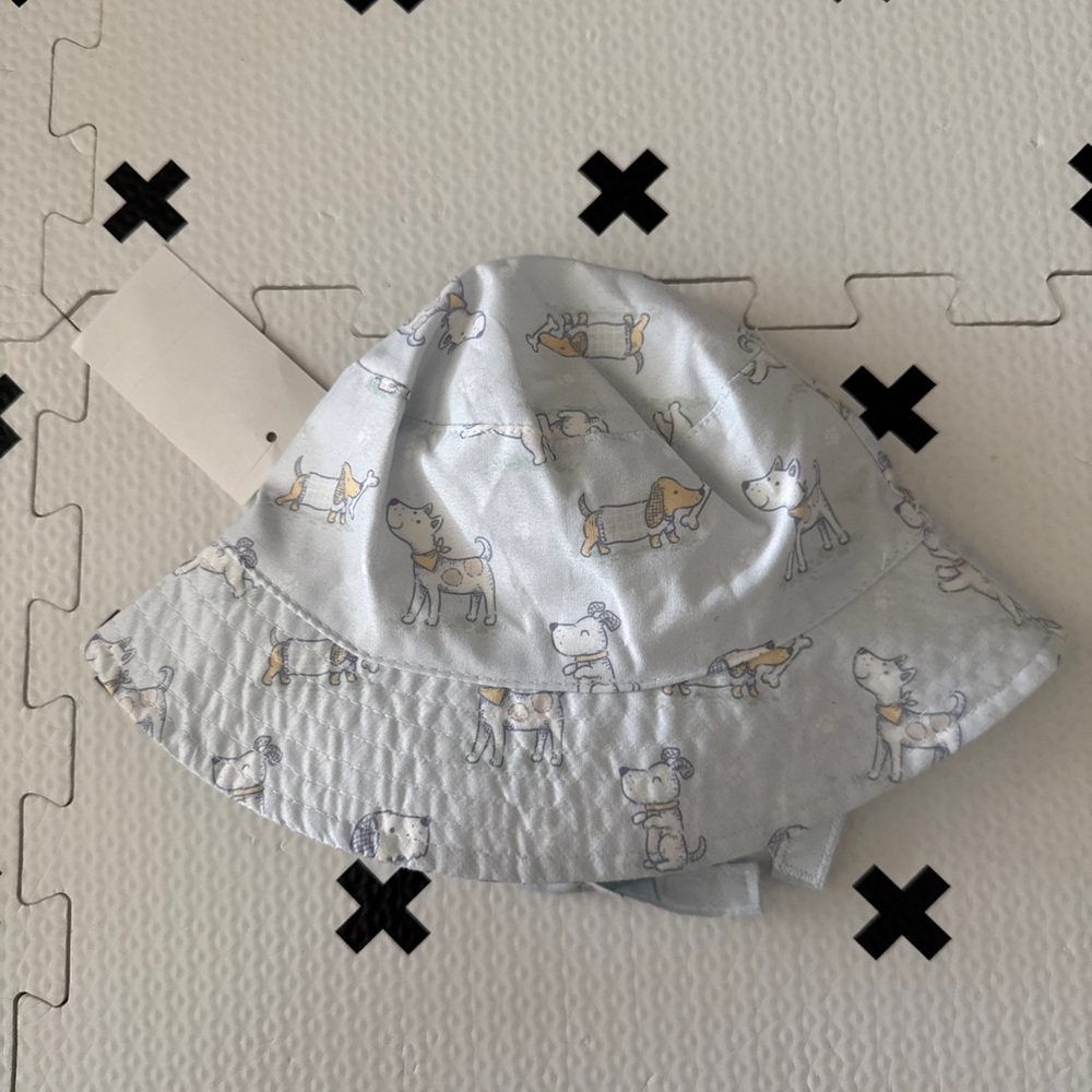 Little Me Light Blue Puppy Print Bucket Hat